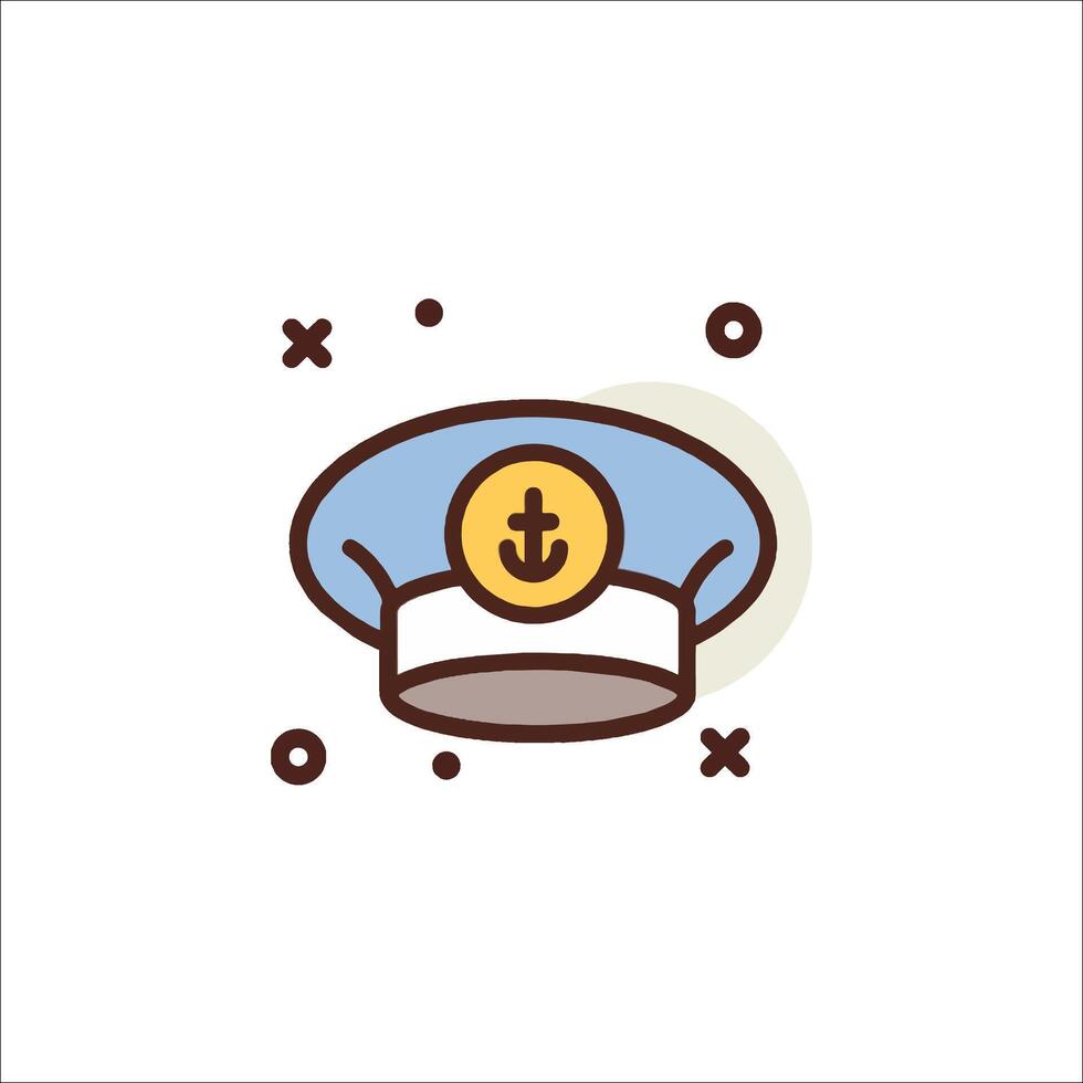A sailor hat icon with a coin on it vector