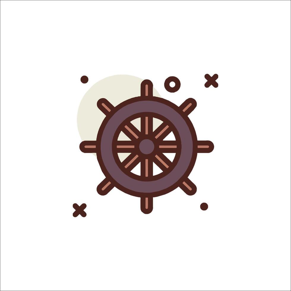 A ship wheel icon in a flat style vector