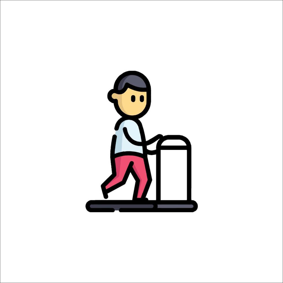A man is walking on a treadmill vector