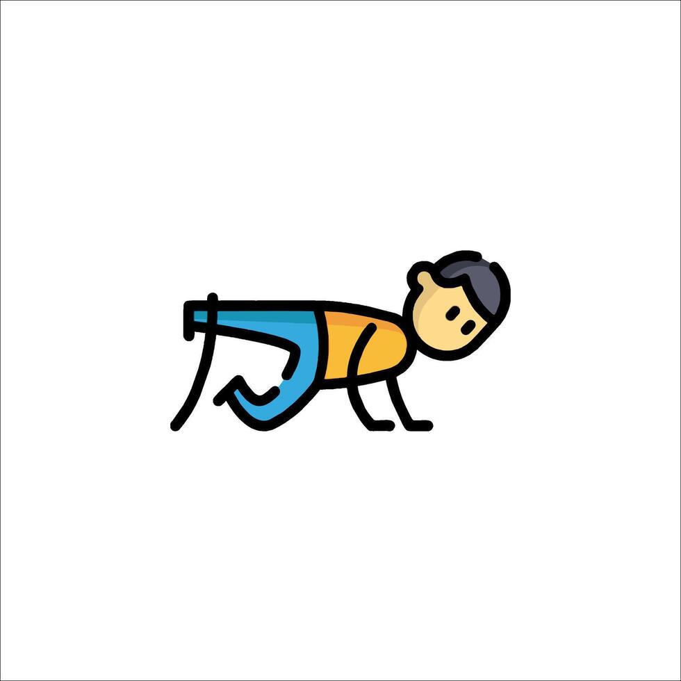 A man is doing a push up on a mat vector
