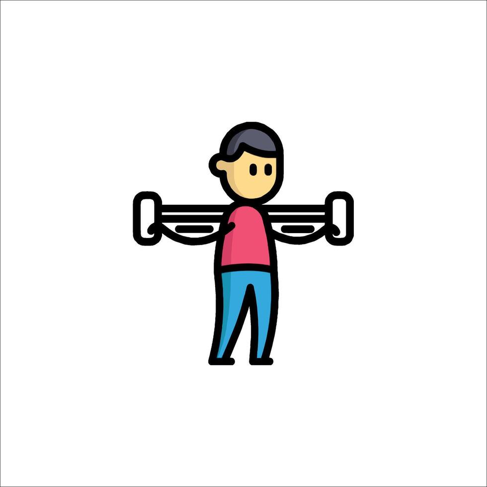 A man is lifting a barbell icon vector