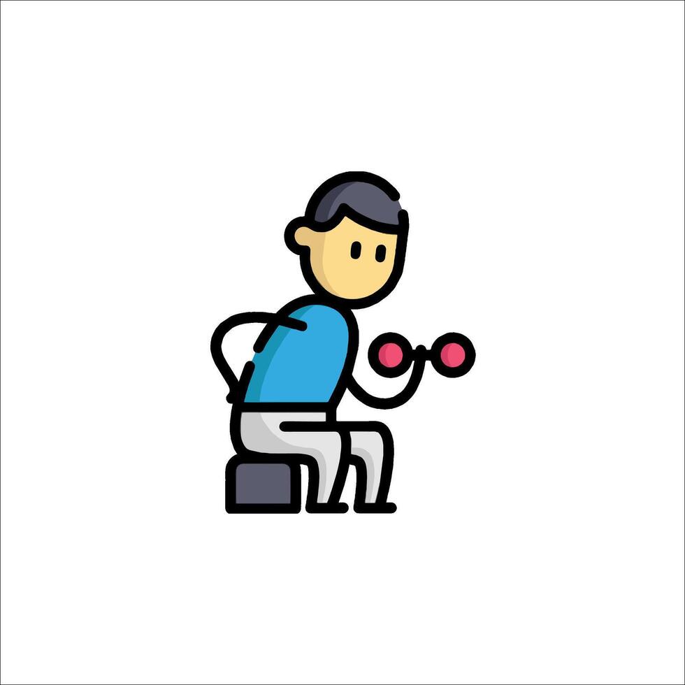 A man is doing a workout with dumbbells vector
