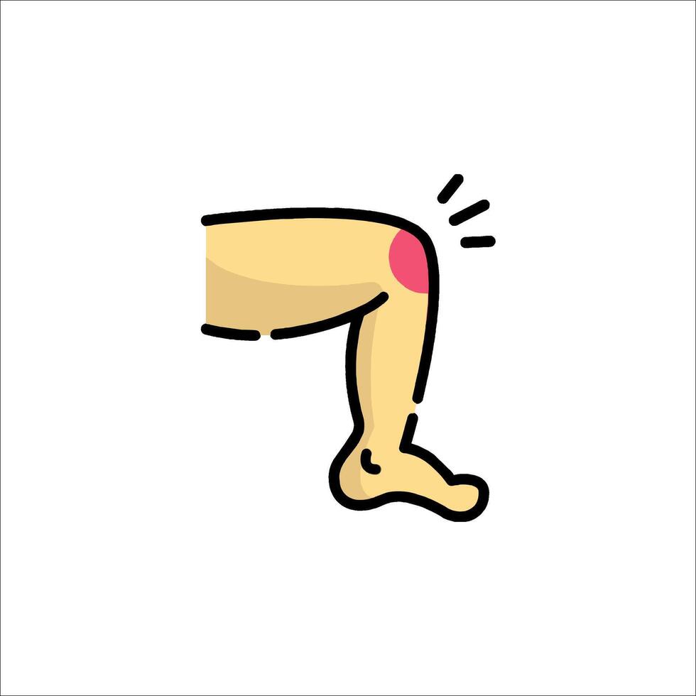 A cartoon leg with a red spot on it vector