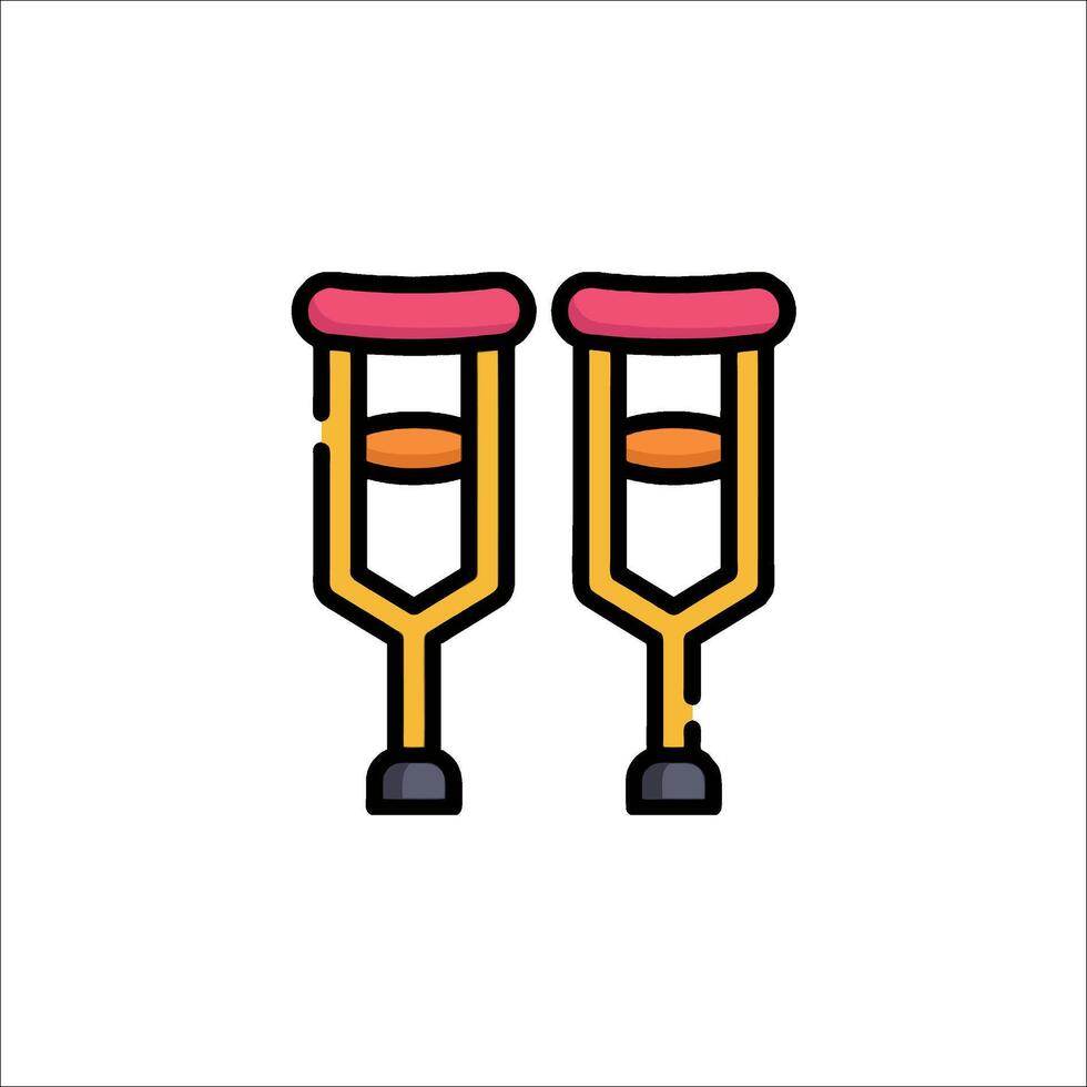 Two crutches with a pink handle on each side vector