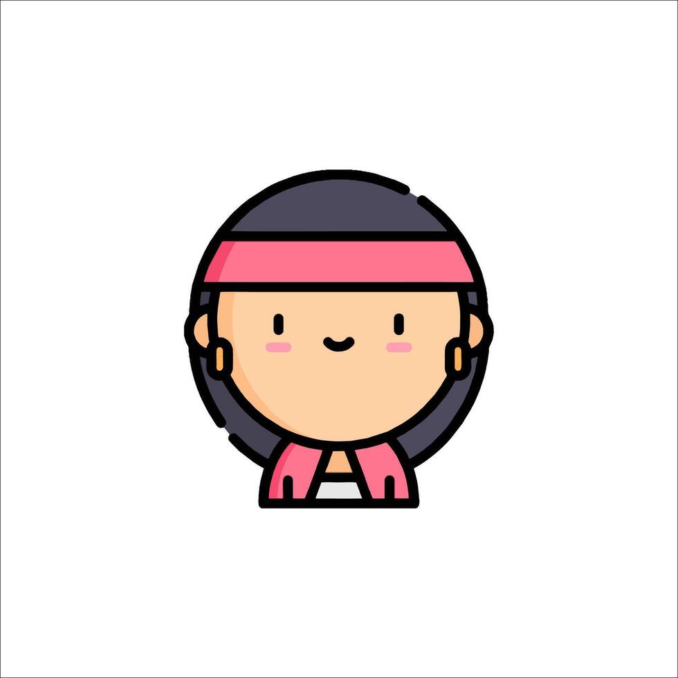 A cartoon girl with a pink headband vector