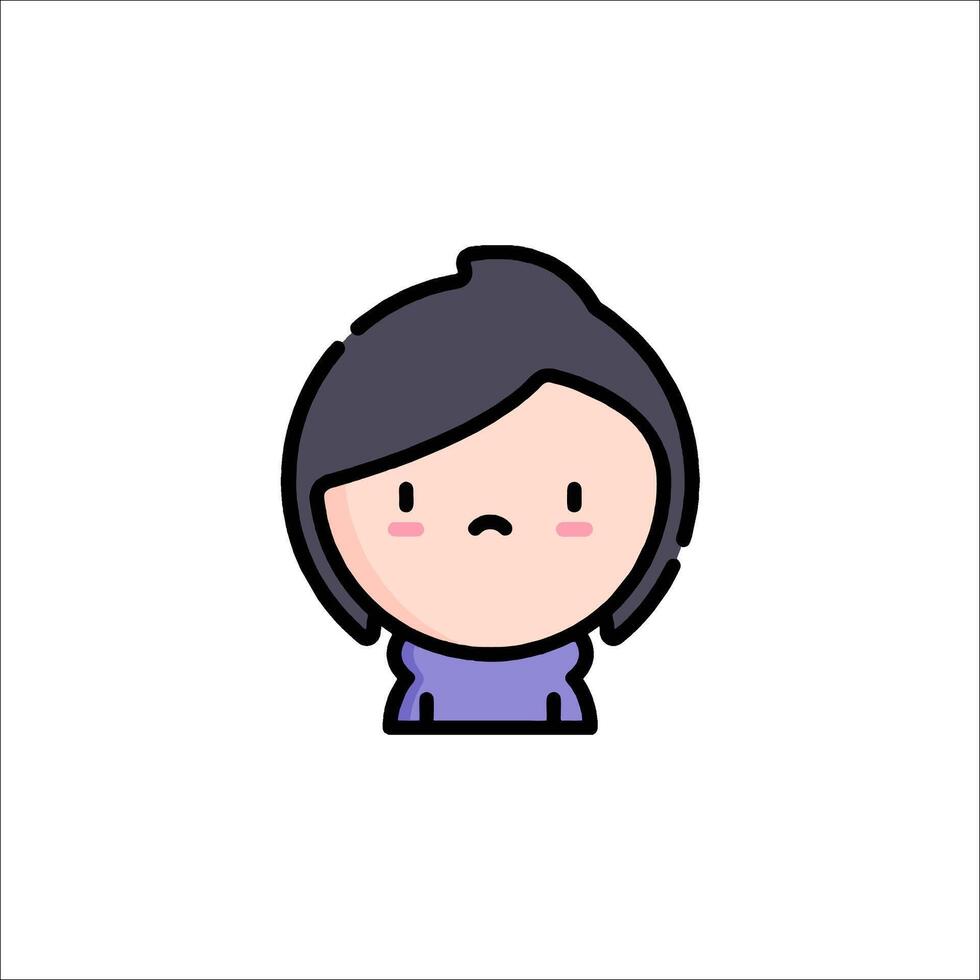 A cartoon girl with a sad face vector