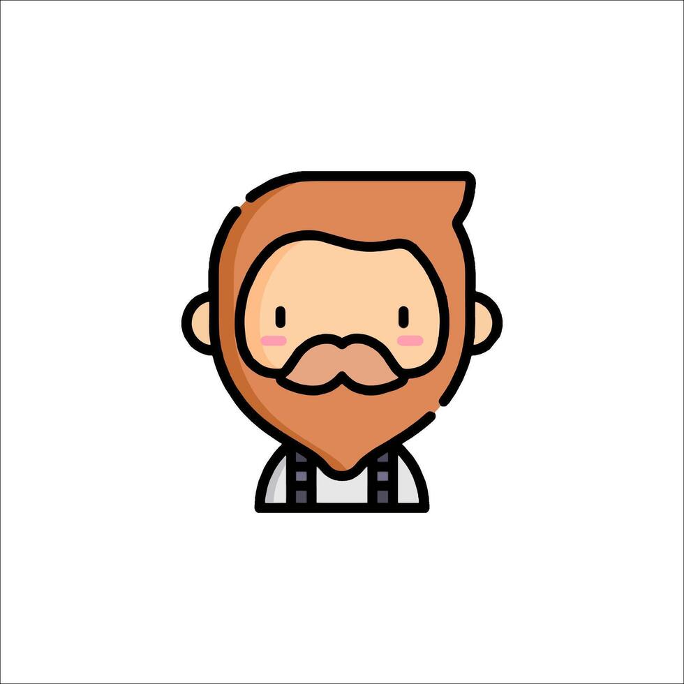 A cartoon man with a beard and mustache vector