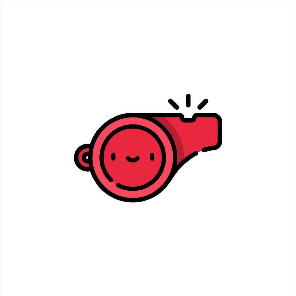 A red whistle icon with a smiley face vector