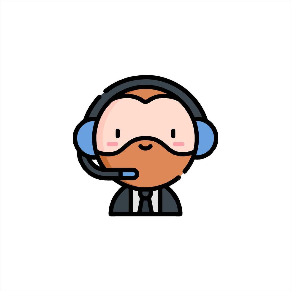 A cartoon character with a headset on his head vector