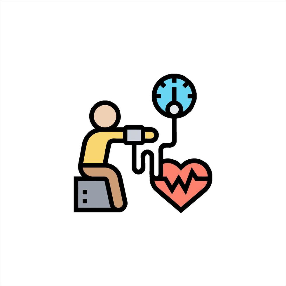 A man is holding a heart monitor and a clock vector
