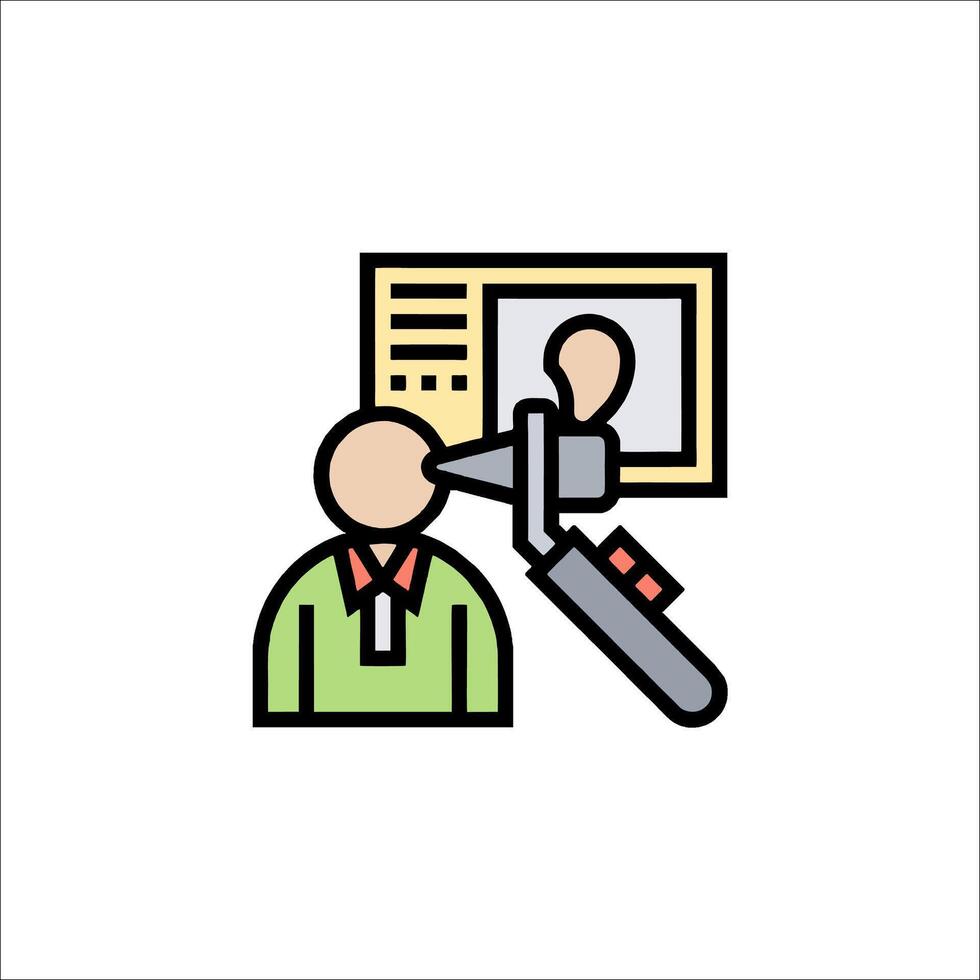 A man is holding a camera and pointing it at a monitor vector