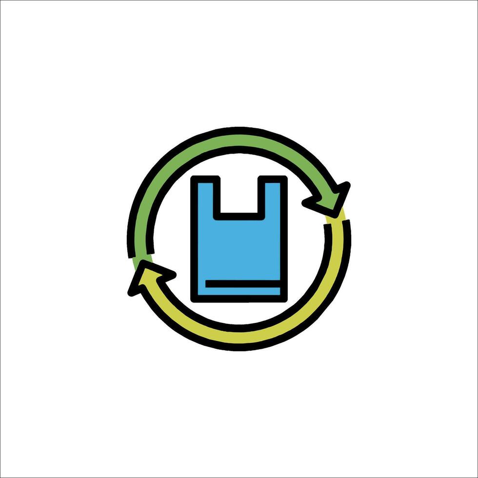 A plastic bag with arrows and a circle vector