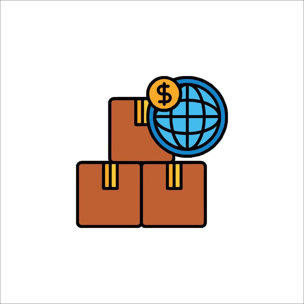 A globe and boxes with money on top vector