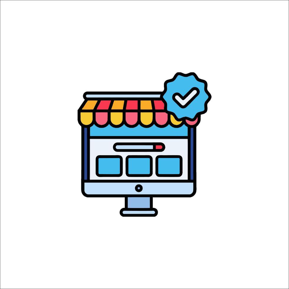 A computer screen with a store icon vector