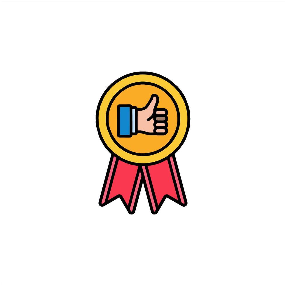 A thumbs up icon with a red ribbon vector