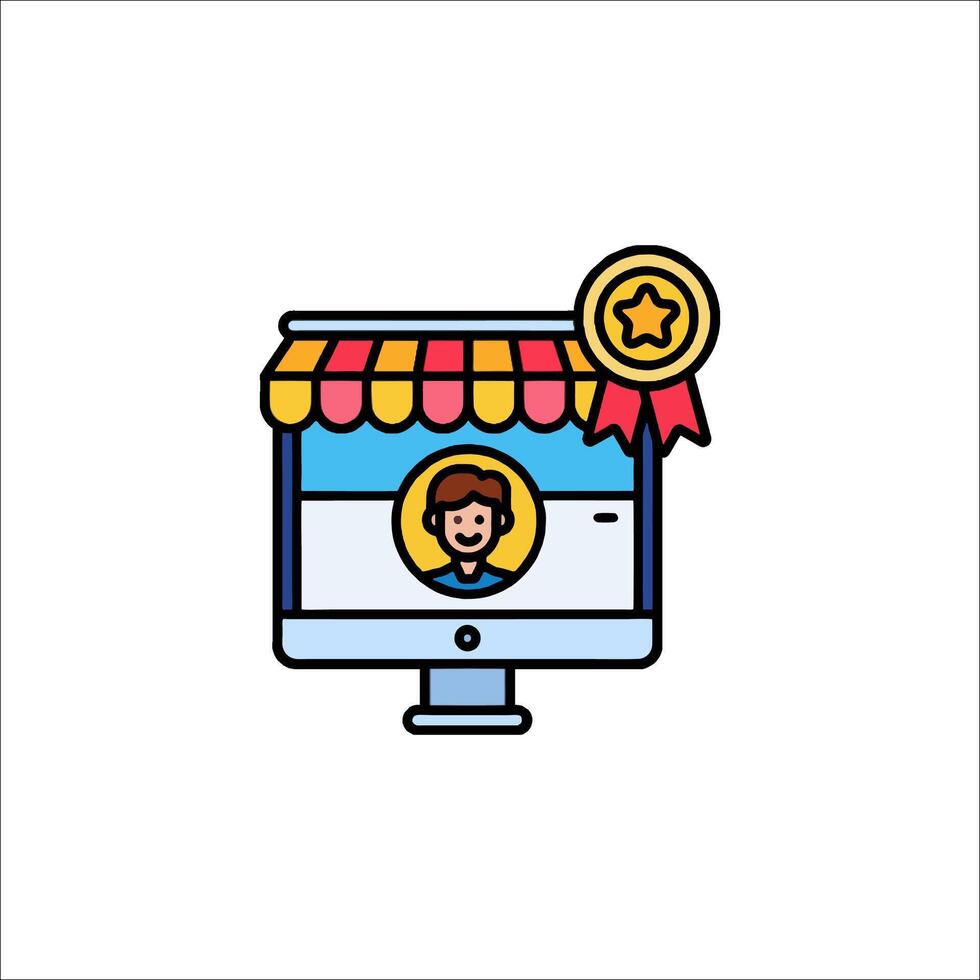 A computer screen with a person on it and a star vector