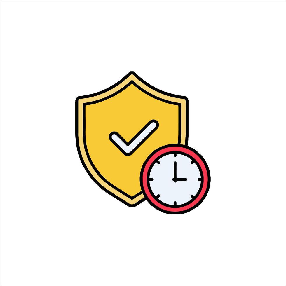 A clock and a shield icon vector