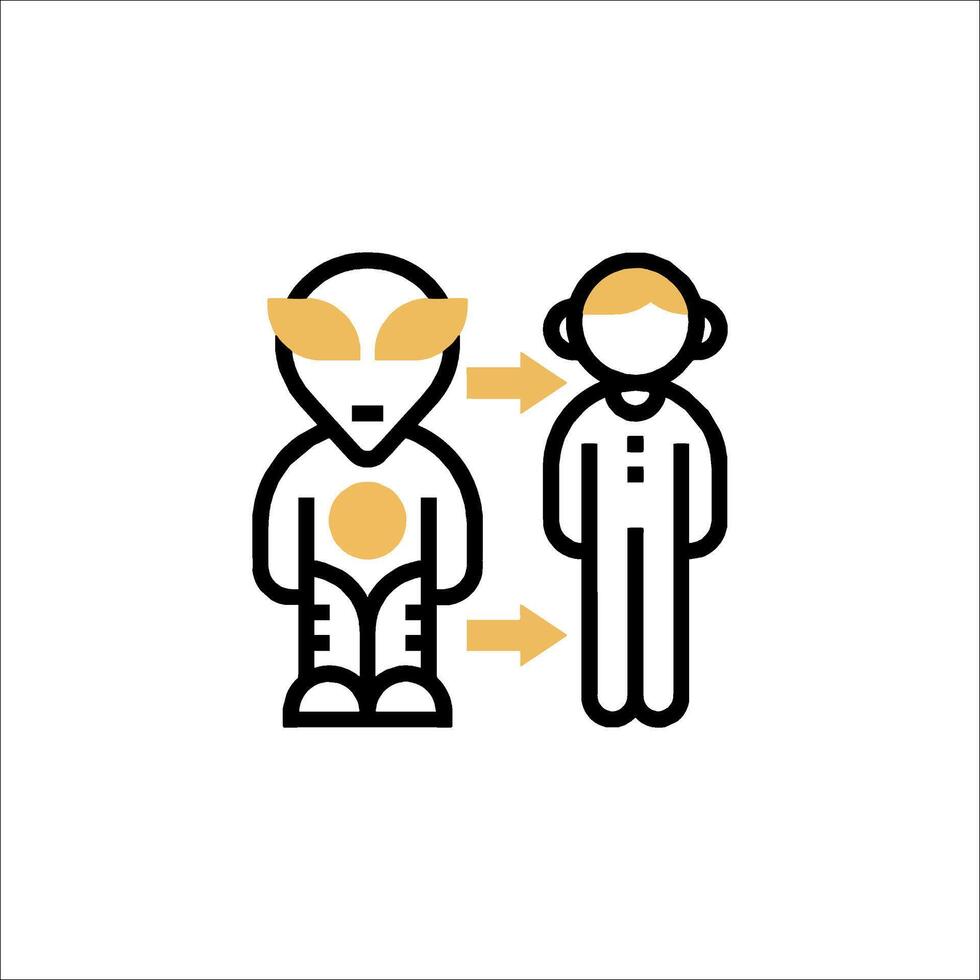 Alien and human icon vector
