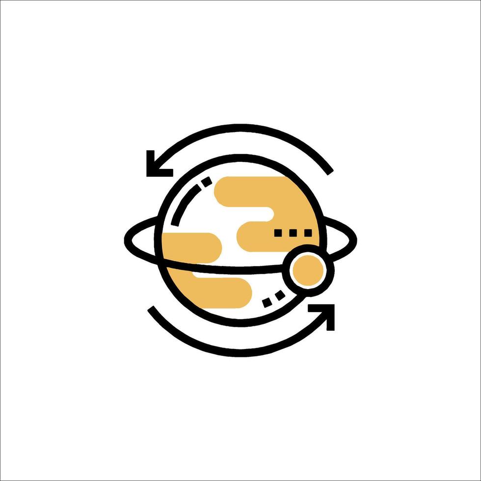 Planet earth with a yellow arrow pointing to it vector