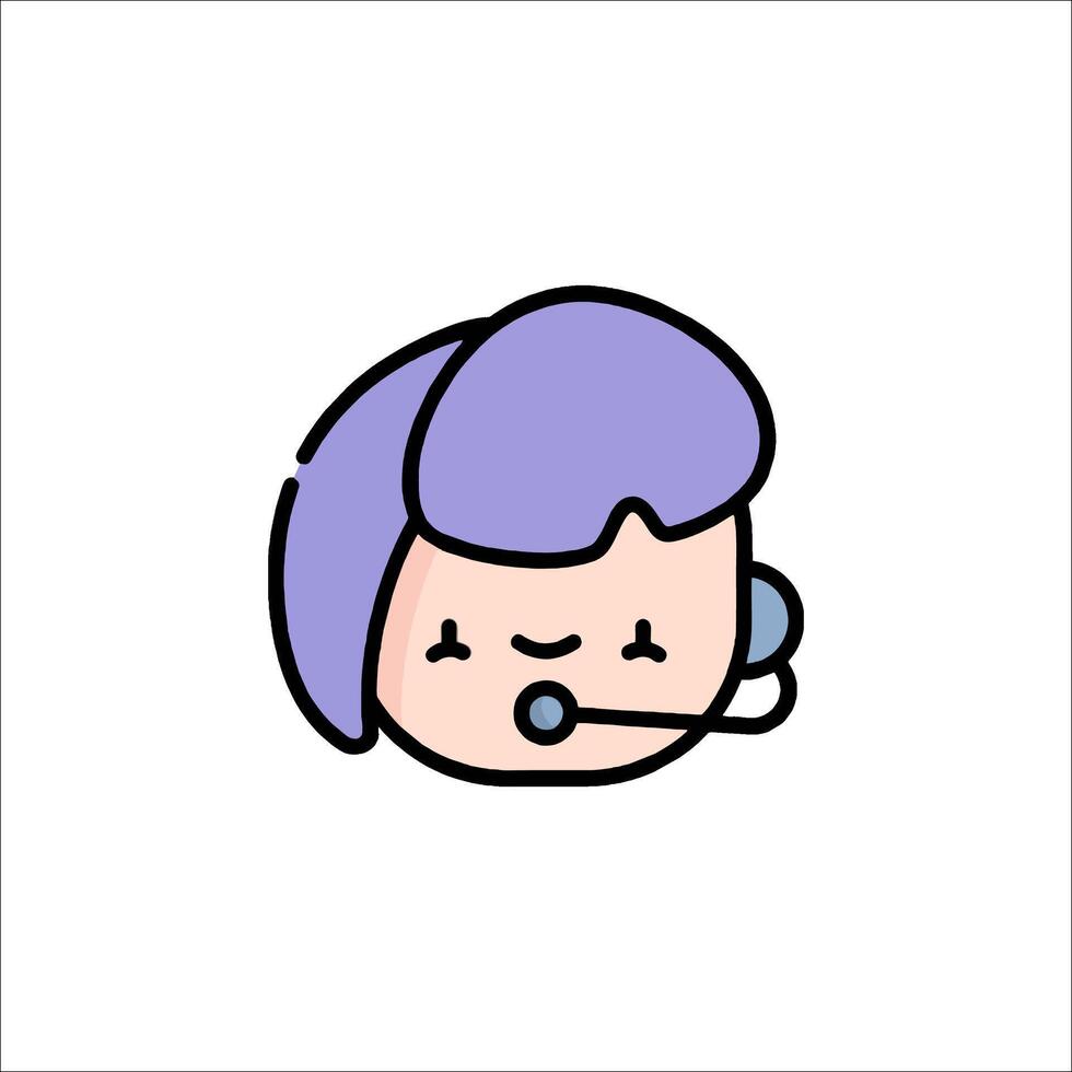 A cartoon character with a headset on her head vector