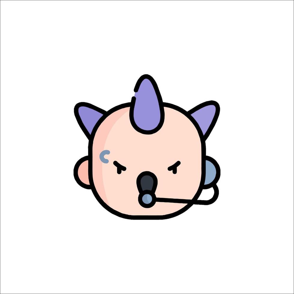 A cartoon character with purple horns and a microphone vector
