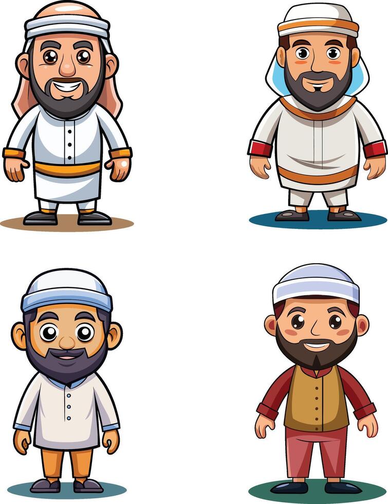 Cartoon Illustration of a Muslim Man Character vector