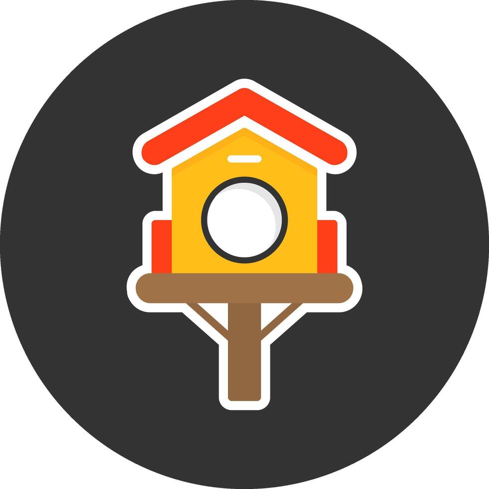 Birdhouse Flat Grey Circle Style Icon vector