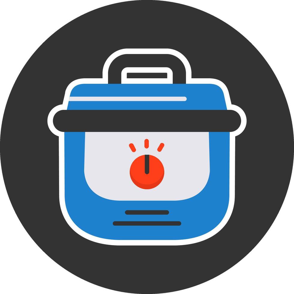 Slow cooker Flat Grey Circle Style Icon vector
