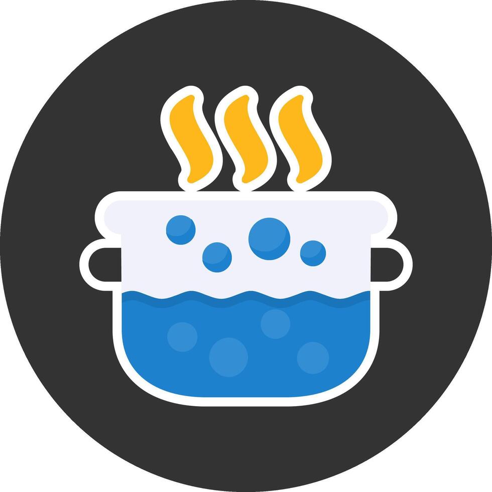 Water Boiling Flat Grey Circle Style Icon vector