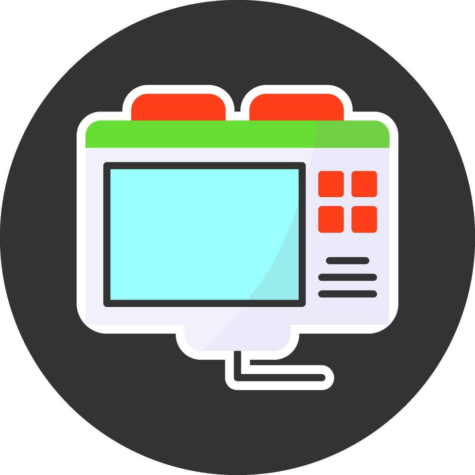Monitor Flat Grey Circle Style Icon vector
