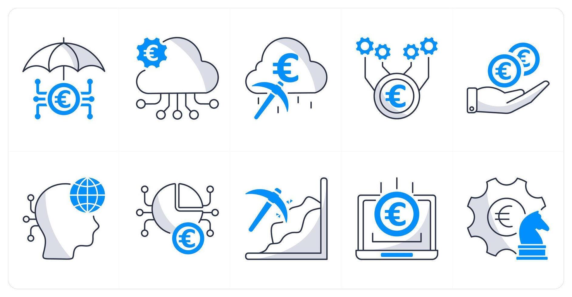 A set of 10 euro icons as insuretech, saas, cloud mining vector