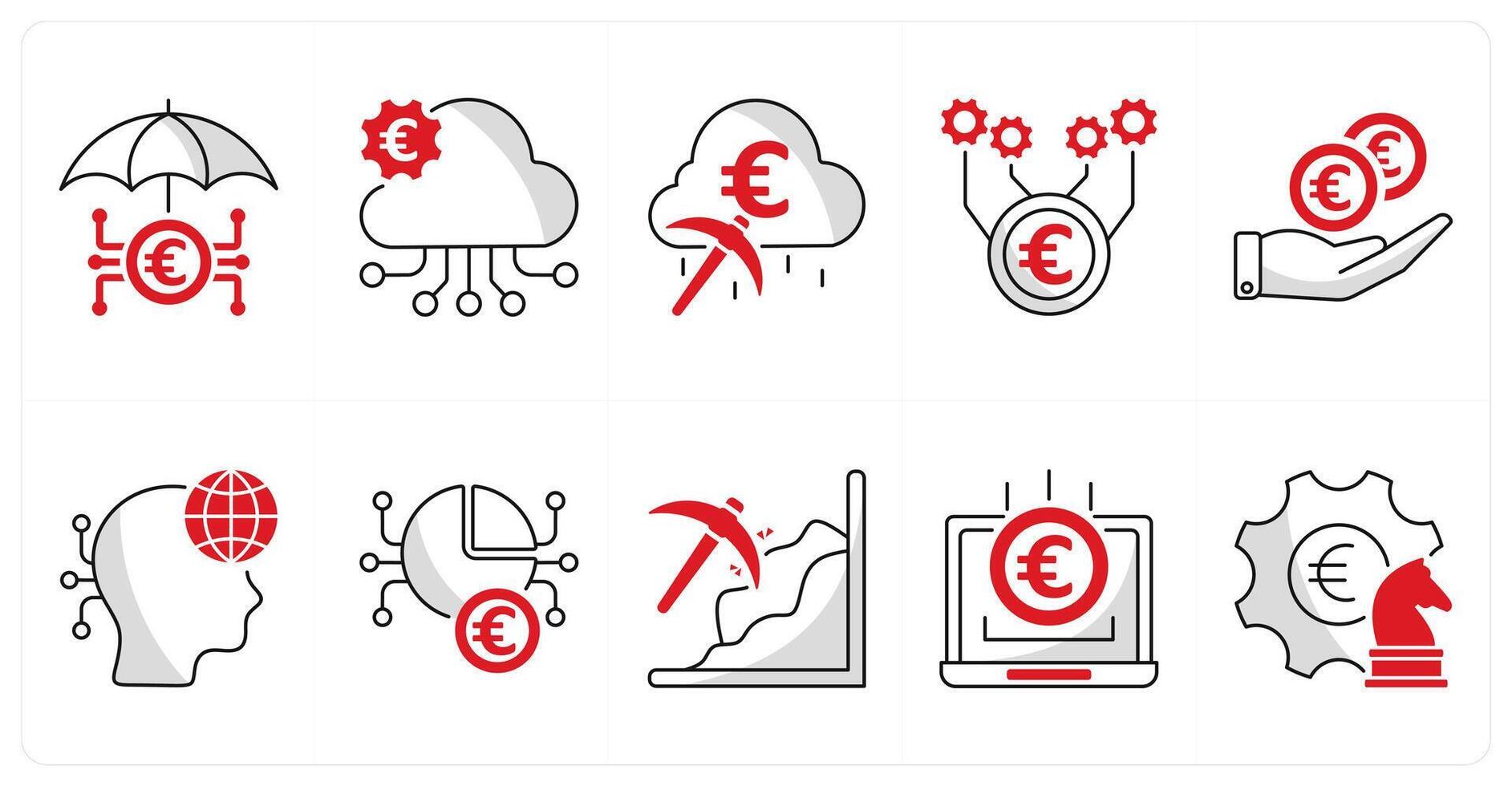 A set of 10 euro icons as insuretech, saas, cloud mining vector