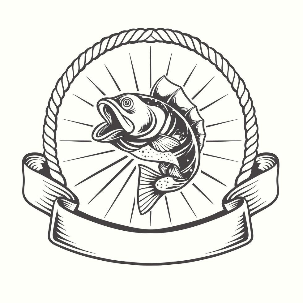 fishing club vintage illustration vector