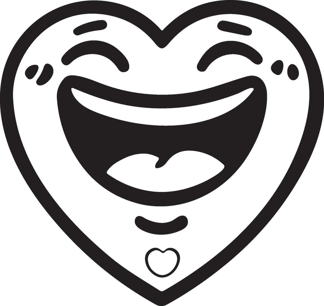 A laughing heart outline lineart funny icon. vector