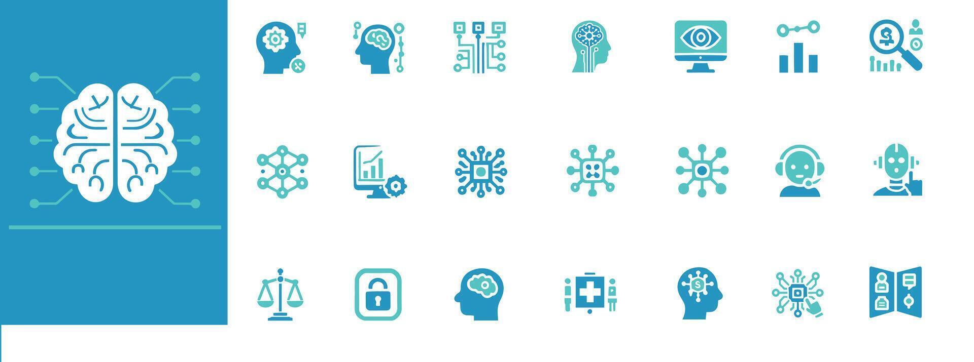 AI and Machine Learning Icon Set Editable vectors for AI, NLP, deep ...