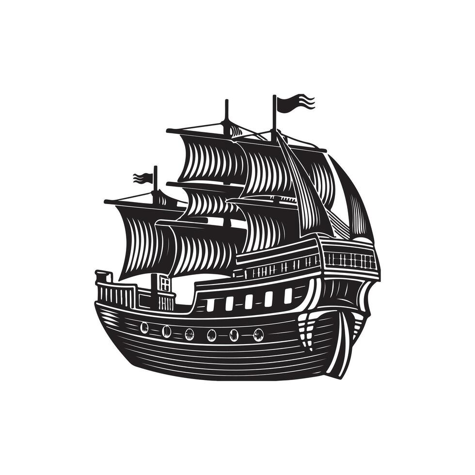 ship isolated on white background vector