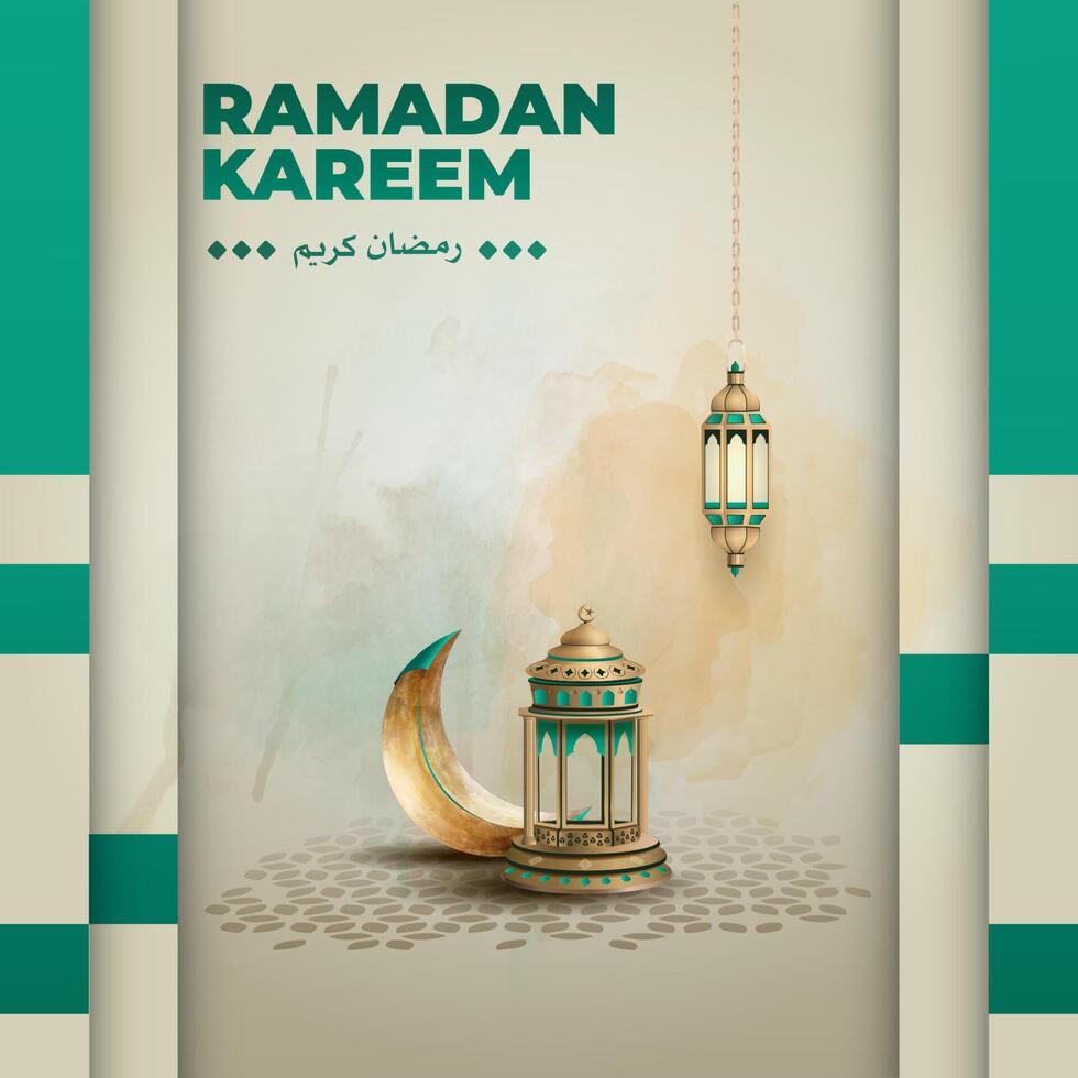 islamic greetings ramadan kareem card design vector