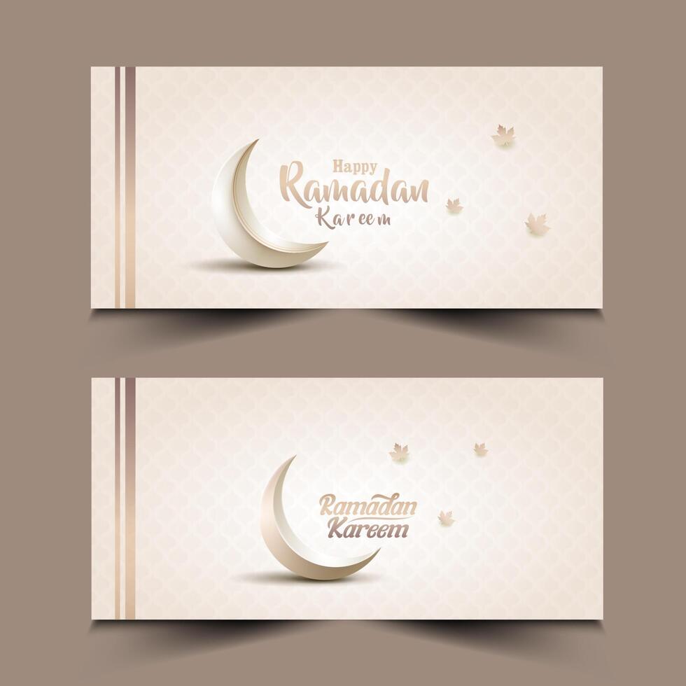 ramadan kareem greeting cards with moon and crescent vector