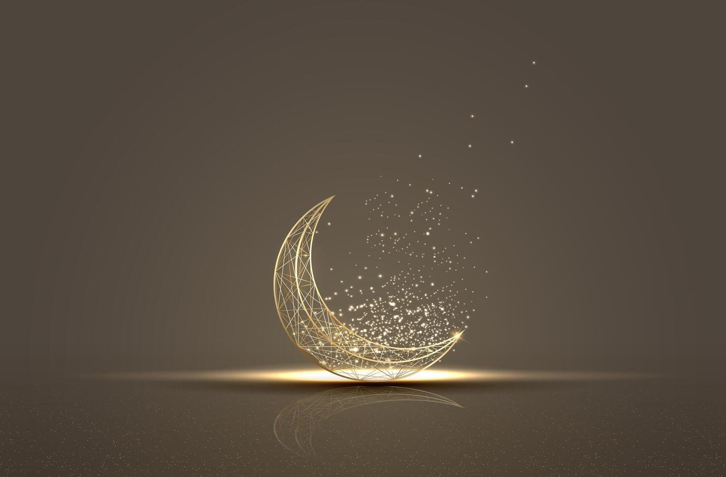 islamic greeting ramadan kareem card design background with crescent moon vector