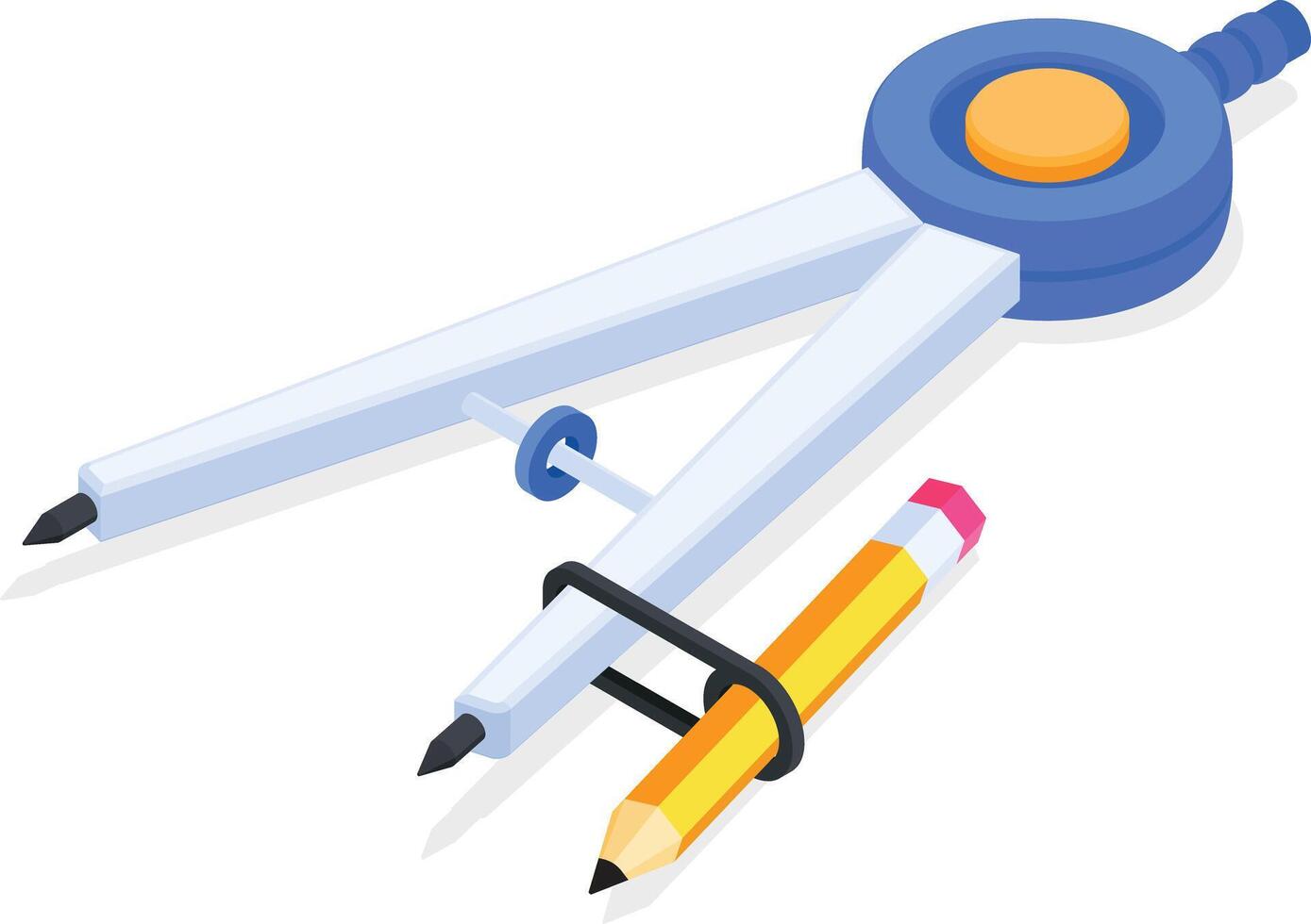 3D Isometric Illustration of Drawing Compass and Pencil vector