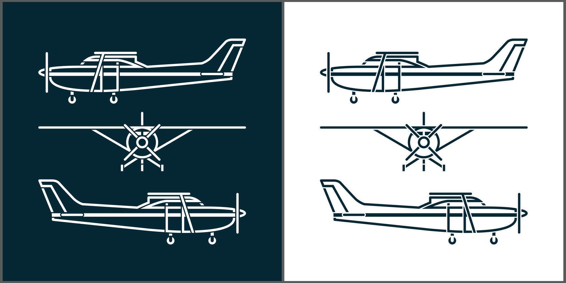Aircraft plane aviation line art silhouette set template design vector