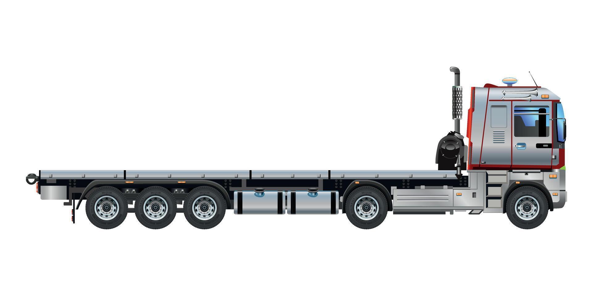 Truck trailer heavy cargo without container box illustration vector