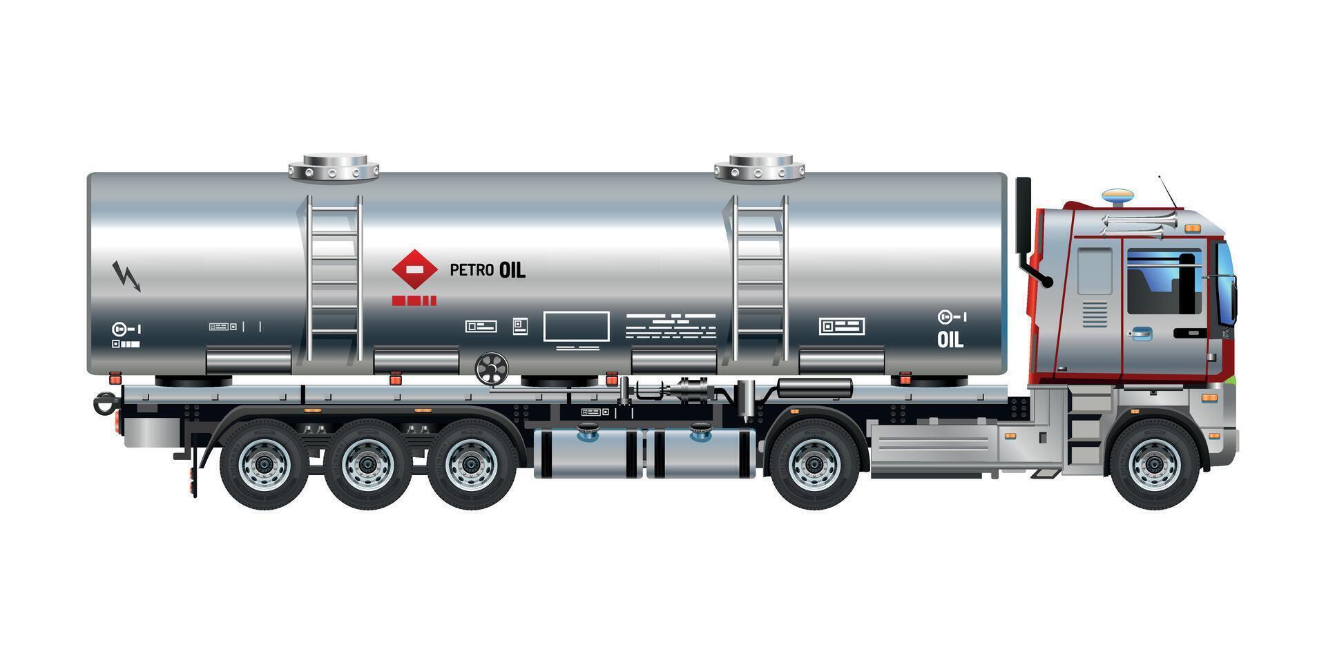 Petroleum liquid oil tanker truck semi trailer heavy cargo industries Illustration vector