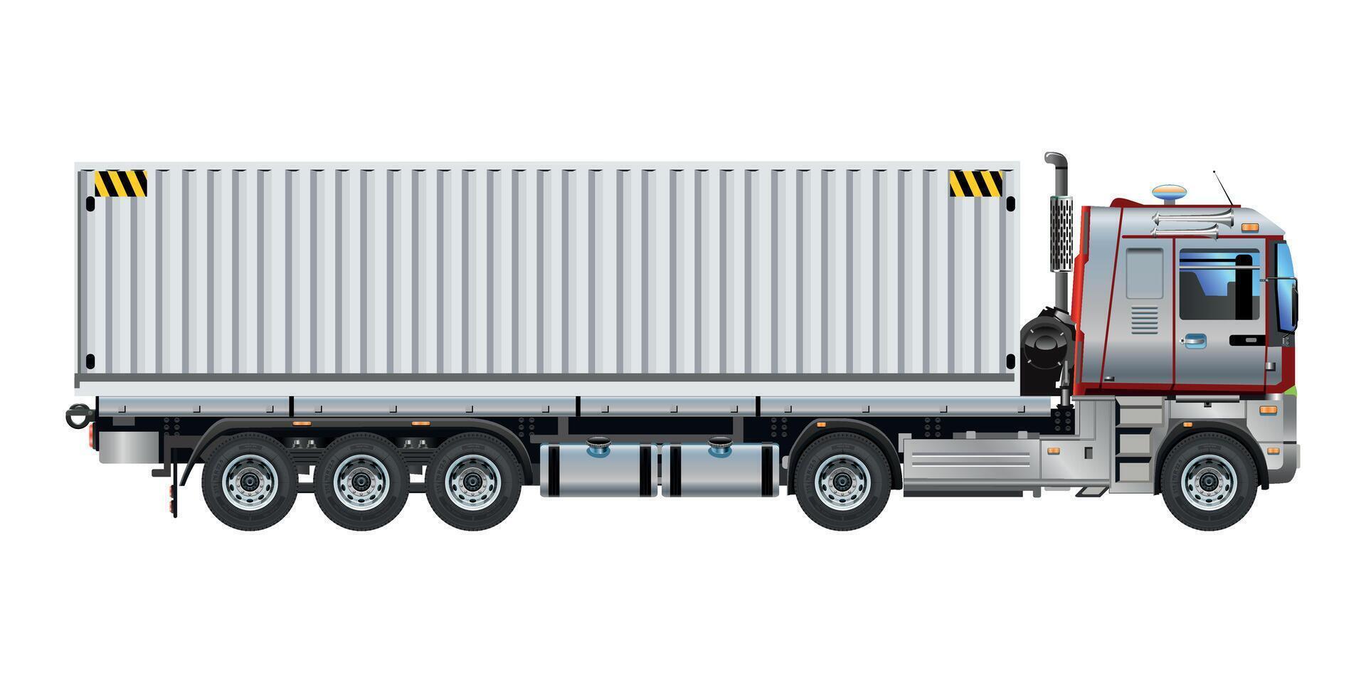Heavy truck cargo trailer container logistic delivery service illustration vector