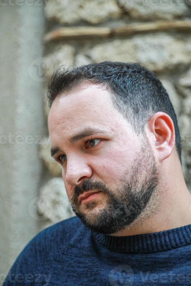 Shy Man Looking Concerrned And Sad photo