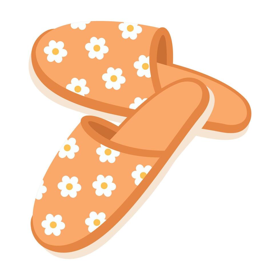 Home soft slippers with different colors illustration on a white background. vector