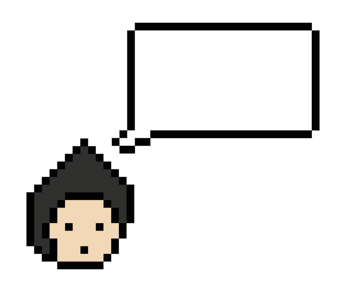 8-bit blank chat box cartoon design face male boy man pixel art. vector