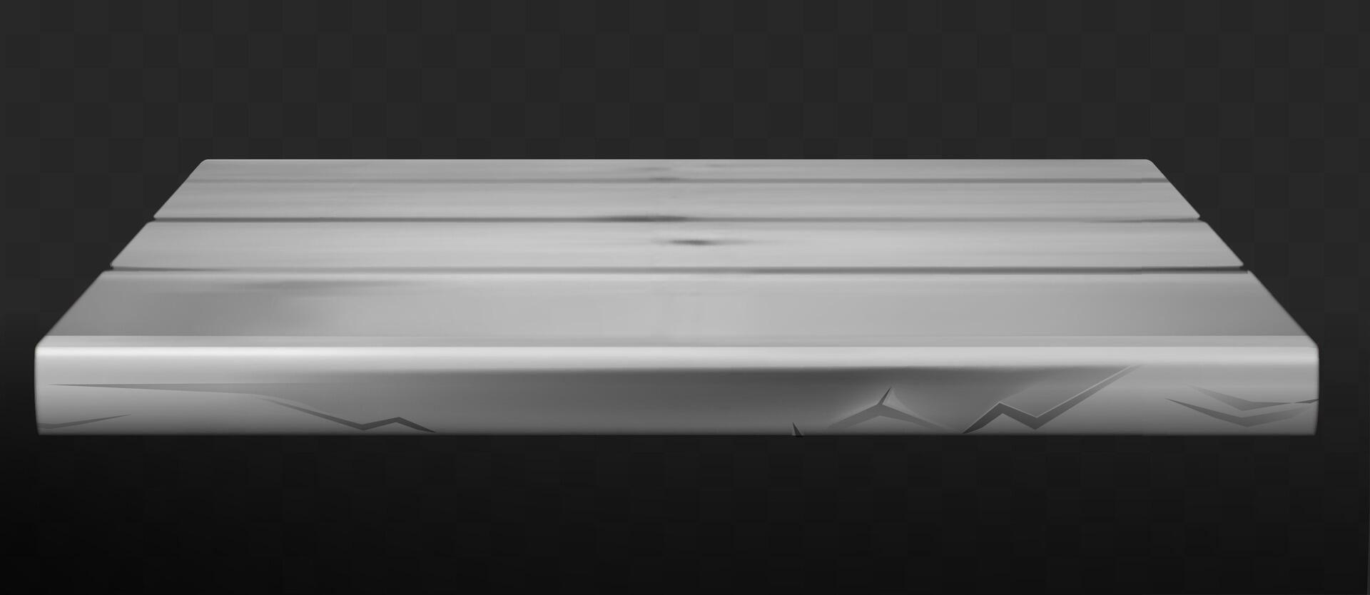 3d isolated white empty wooden shelf for exhibit on black background vector