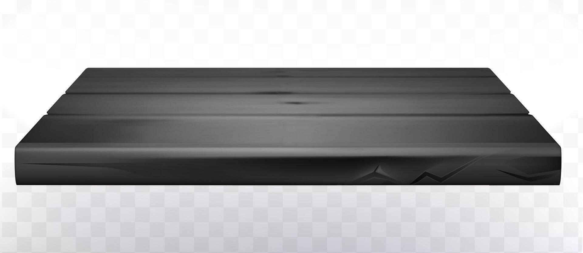 3d isolated empty black wooden shelf for exhibit on white background. vector