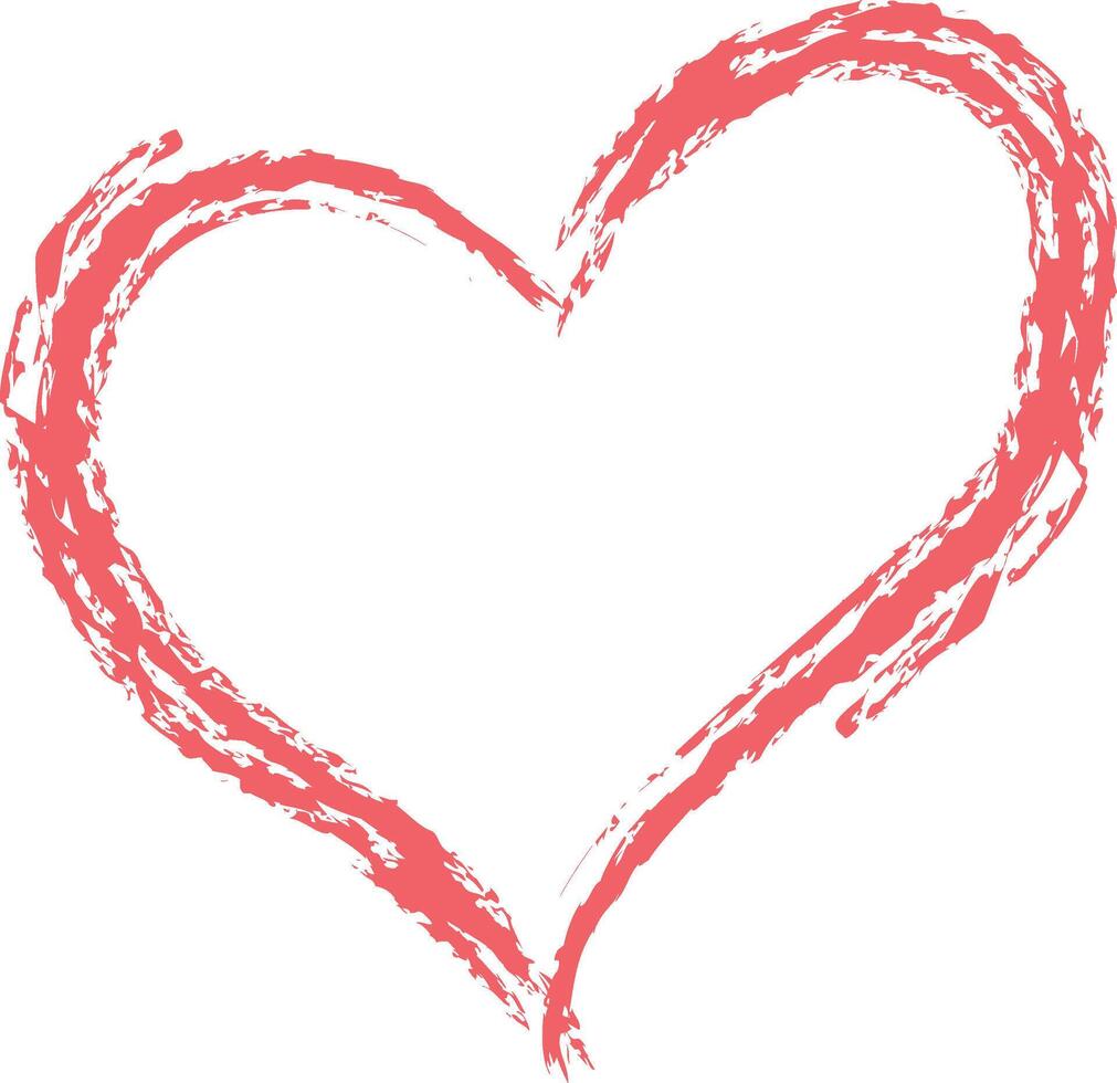 Heart shape brush. Love illustration. Hand drawn design for Valentine's day card background. Web icon, symbol, sign. Romantic wedding invitation. Art sketch. Red graphic drawing isolated on white. vector